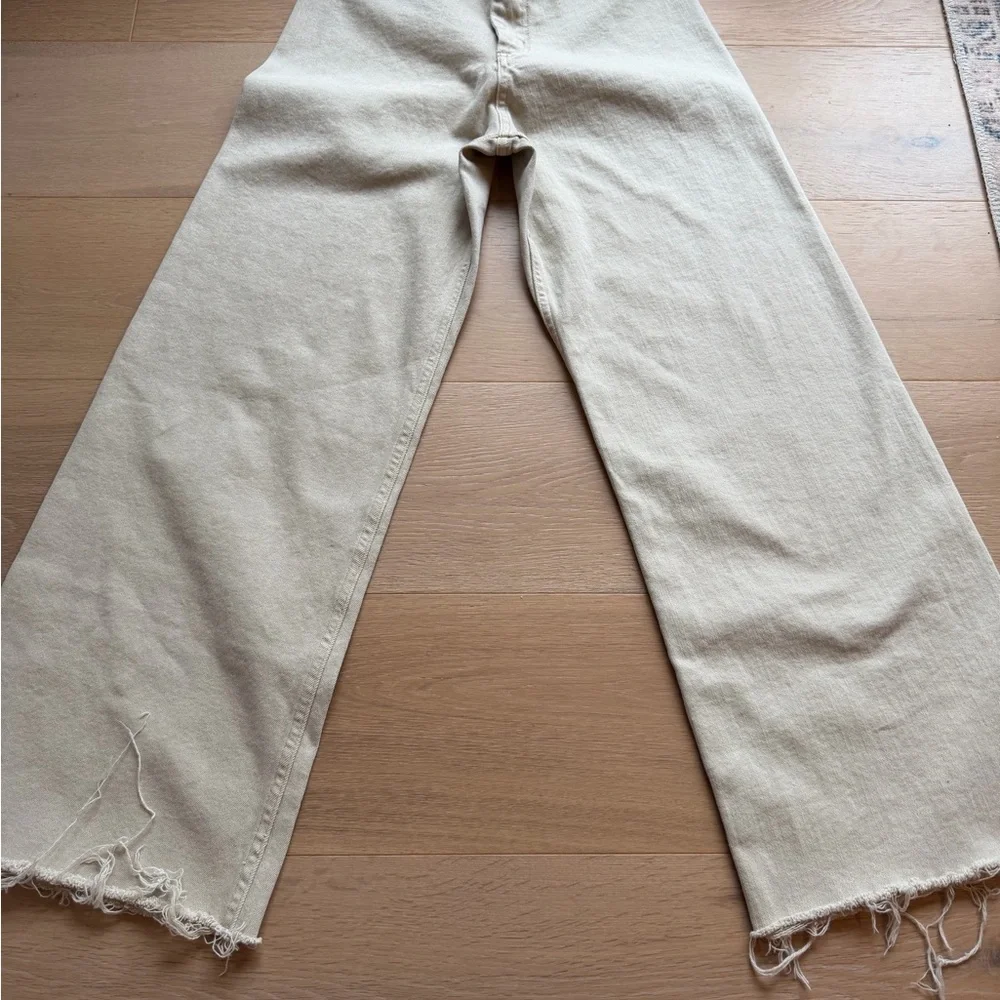 MIOU MUSE - STRAIGHT WIDE LEG DENIM PANTS IN BEIGE - Picture 3 of 4